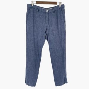 Massimo Dutti Men's‎ Italian Yarn Slim Fit Blue Trouser Pants